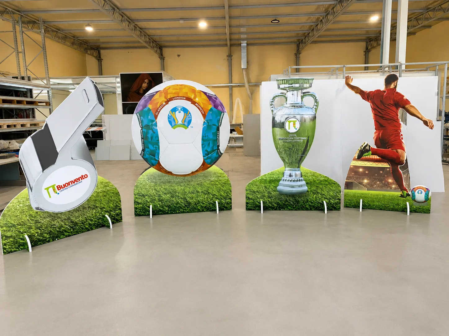 Allestimento a tema calcio con sagome stampate
