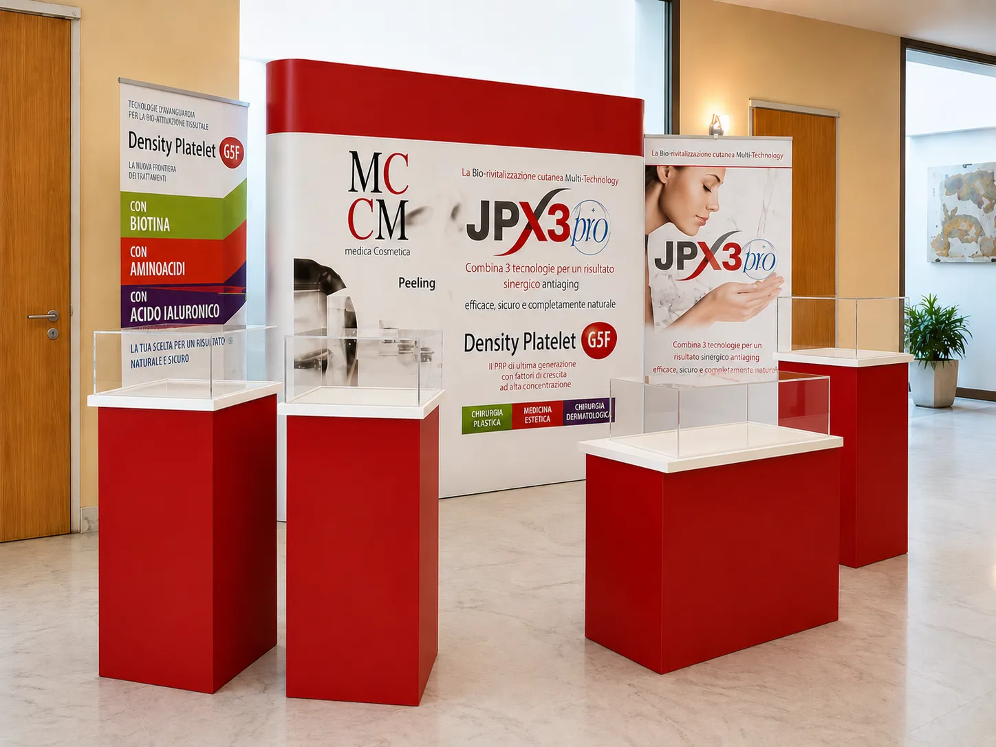 Stand fieristico con banconi e pannelli personalizzati
