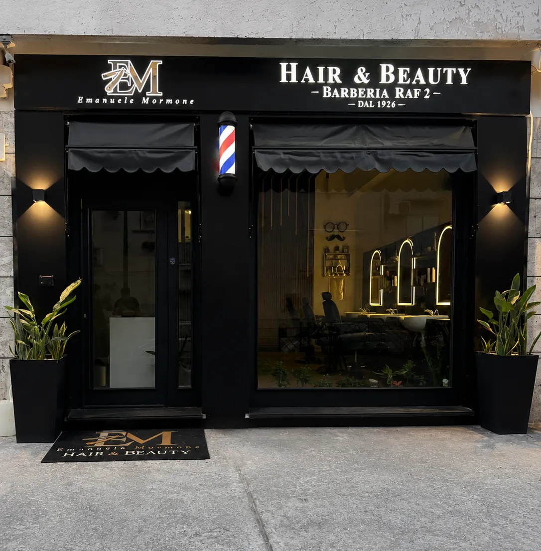 Insegna per la barberia Hair & Beauty Emanuele Mormone