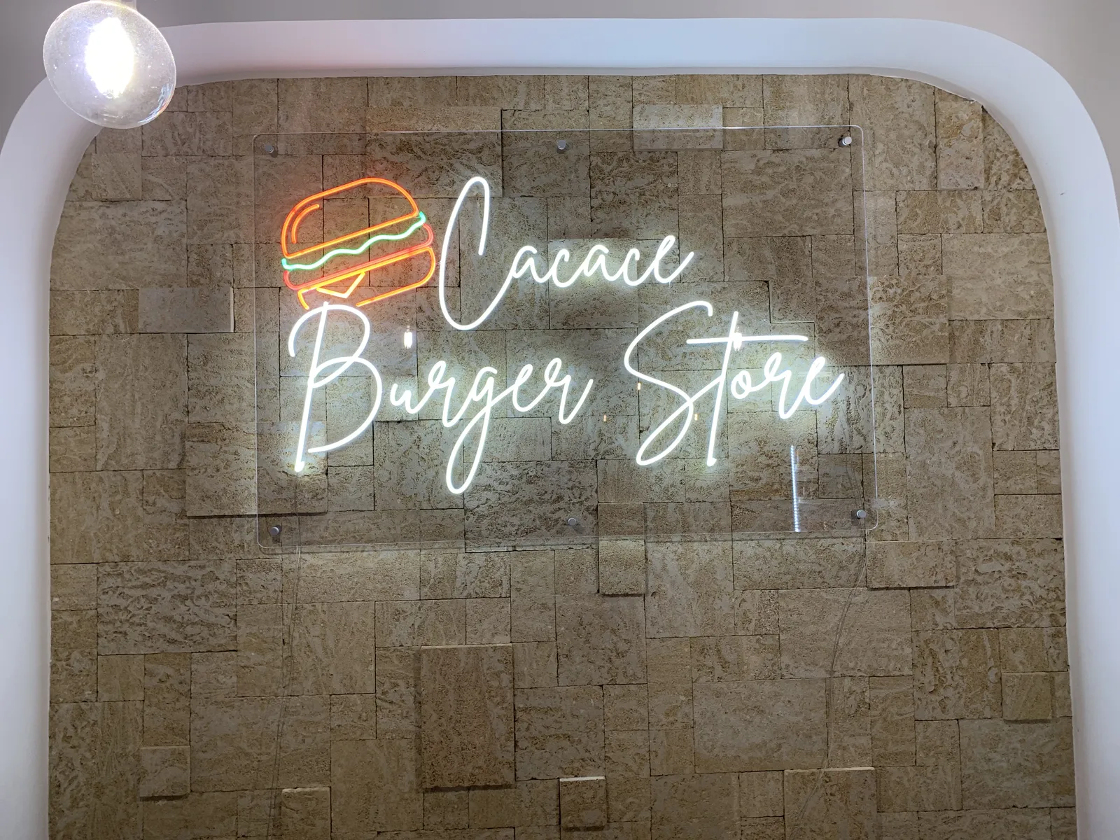 Scritta neon LED Cacace Burger Store
