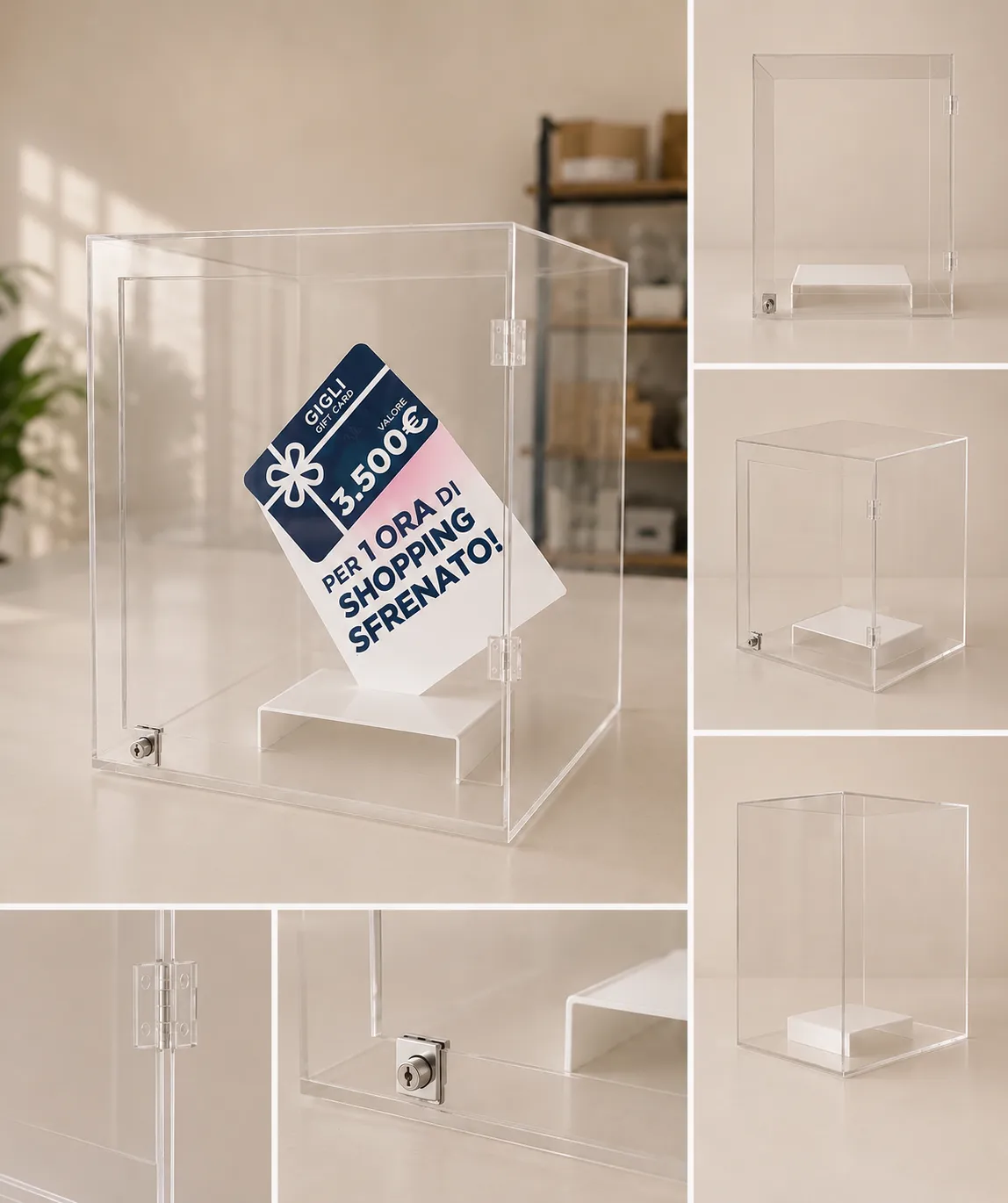 Urna in plexiglass trasparente con serratura