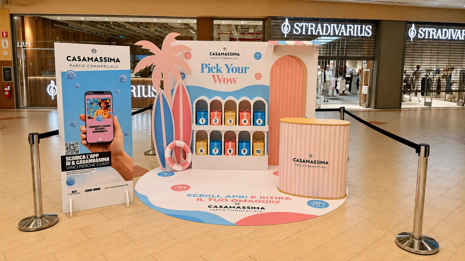 Allestimento con pannelli stampati in centro commerciale