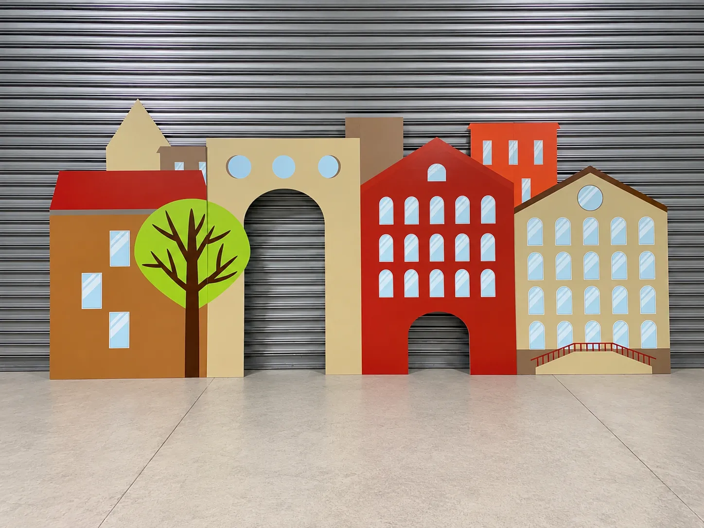 Sagome di palazzi in forex stampate per scenografia